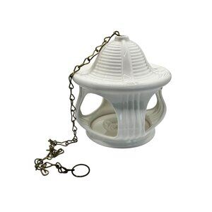 Vintage White Ceramic Partylite Pagoda Lantern Candle Holder With Chain